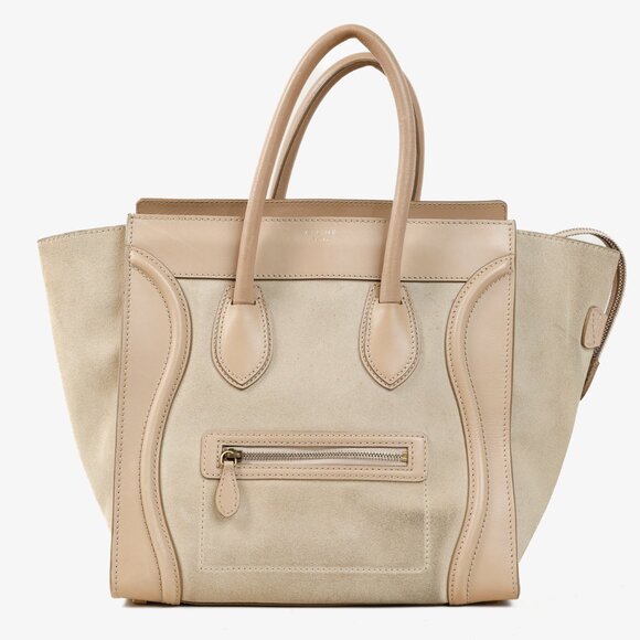 Celine Mini Luggage Sahara Beige Top Handle Leather & Suede Bag - Picture 1 of 14